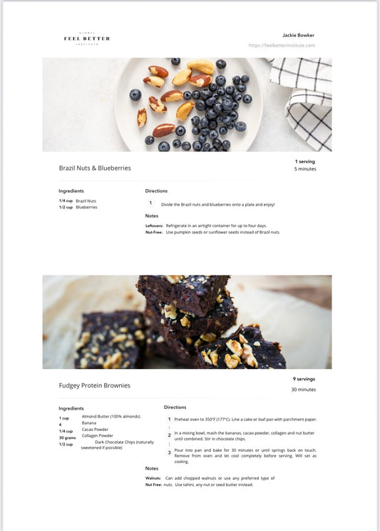 Recipe card for Brazil Nuts & Blueberries with ingredients and directions, on Pilates Mini Journal