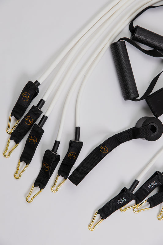 Set of resistance band white color with gold hook