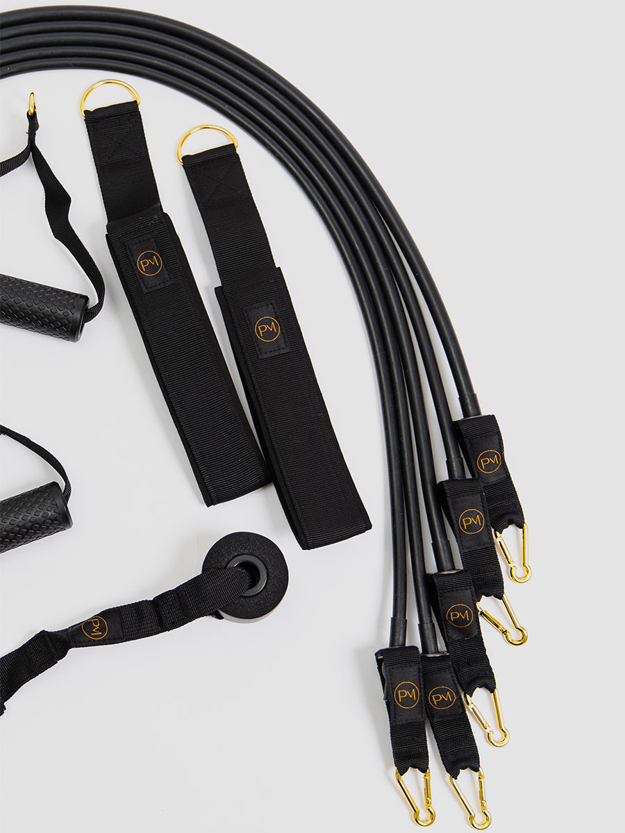 Detailing Set of Tavel Kit Pilates Mini Reformer Resistance Bands Black