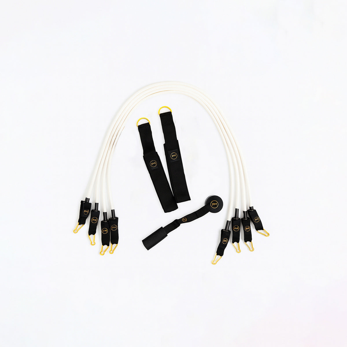 Set of white Pilates Mini resistance bands without handle